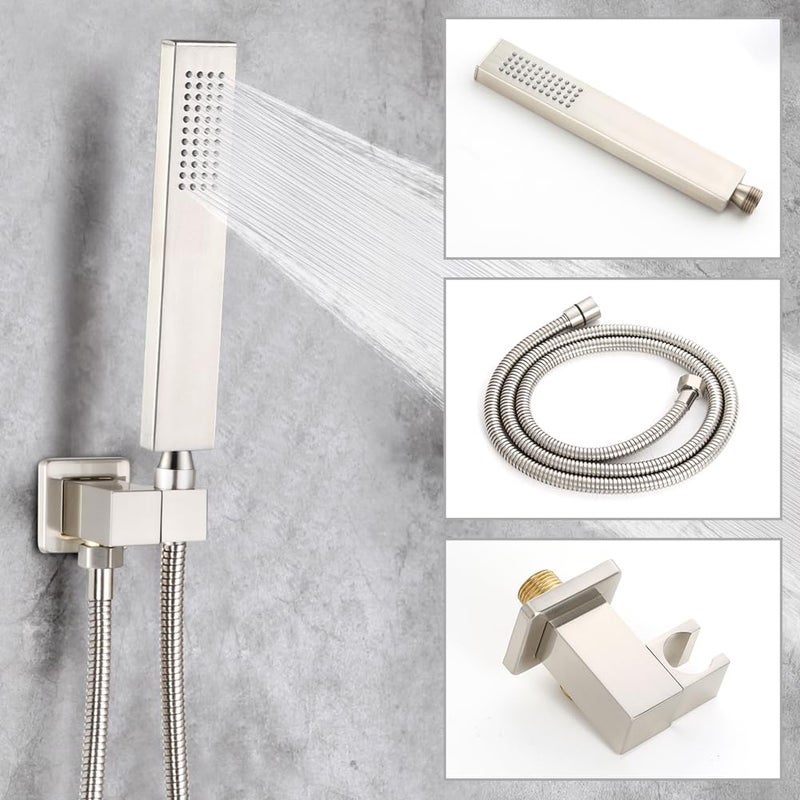 POP SANITARYWARE Shower Tub Faucet Set Brushed Nickel Bathroom 8 Inch Shower Head System with Tub Spout Wall Mounted Singe Handle Tub and Shower Trim Kit with Valve - Image 3